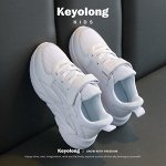 Детские сетчатые кроссовки на шнурках-липучках Keyolong, цвет белый