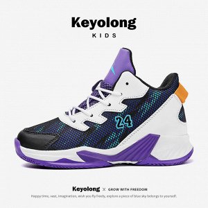 Кроссовки для мальчика на шнуровке, цвет белый/фиолетовый