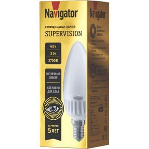 Лампа Navigator 80 545 NLL-C37-6-230-2.7K-E14-FR-SV, шт