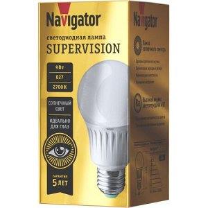 Лампа Navigator 80 548 NLL-A60-9-230-2.7K-E27-FR-SV, шт