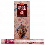 Благовония, ароматические палочки Rose Musk HEM 6-ти гранник (Розовый муск)