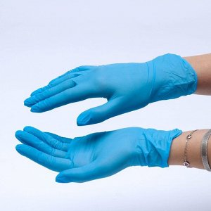 Перчатки Benovy медицинские нитриловые текстурированные  голубые 3,0 гр   M, 50 пар уп.