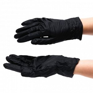 Перчатки медицинские "BENOVY", нитрил, нестерильные, черные, размер XS, 50 пар