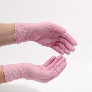 Перчатки Benovy медицинские нитриловые розовые 3,8 гр   М, 50 пар