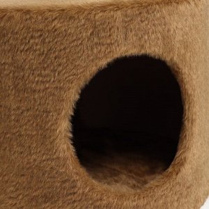 Дом-когтеточка с лежаком круглый, джут, 35 х 35 х 70 см,  коричневый