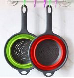 Силиконовый дуршлаг складной с ручкой (большой)