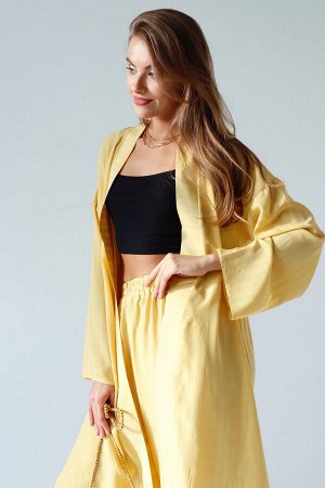 Костюм из кимоно и брюк-палаццо жёлтый