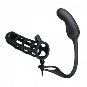 Насадка на пенис с вибрацией и анальным стимулятором Hercules - Baile, 11.5 см