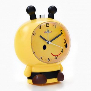 Часы - будильник настольные "Пчела" с подсветкой, циферблат 9 х 10.5 см, 13 х 17 см, АА