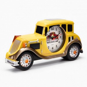 Часы - будильник "Жёлтая машина", с подвесом, d-7 см, 24 х 4 х 11 см, 3ААА