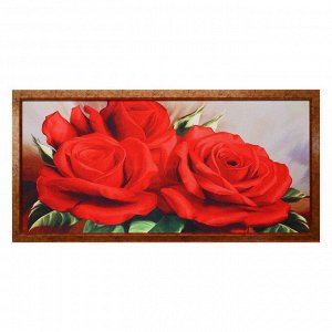 Гобеленовая картина "Розы красные" 63*123 см рамка микс