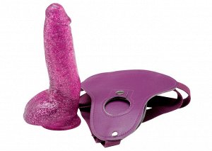 Гламурный страпон TLC® Bree Olson Glitter Glam Strap-On Harness &amp; Dong, 13 см.