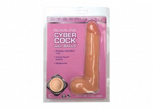 Реалистичный фаллоимитатор с мошонкой 18,5 см CyberSkin® Slimline CyberCock with Balls