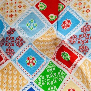 Подушка на стул  Мозаика голубой 40х40см, рогожка, 150 г/м2, холлофайбер