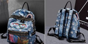 Джинсовый Джинсовый рюкзак, цвет: ГОЛУБОЙ, материал: текстиль. Размер: 31*16*37см