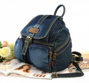 Джинсовый Джинсовый рюкзак, цвет: СИНИЙ, материал: текстиль. Размер: 33*31*16см