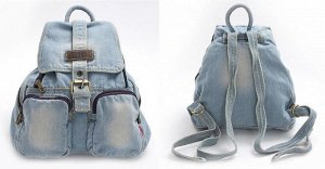Джинсовый Джинсовый рюкзак, цвет: ГОЛУБОЙ, материал: текстиль. Размер: 33*31*16см