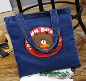 Джинсовая Джинсовая сумка, цвет: ЦВЕТ И РИСУНОК НА ФОТО, материал: текстиль. Размер: 39*33см