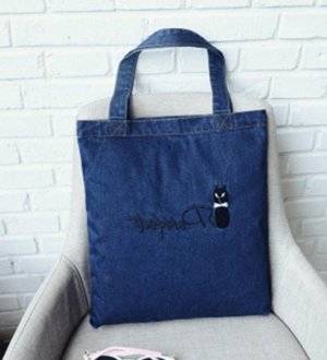 Джинсовая Джинсовая сумка, цвет: ЦВЕТ И РИСУНОК НА ФОТО, материал: текстиль. Размер: 34*39см
