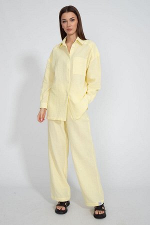 Костюм Костюм Kivviwear 41264127/03 банановый 
Состав: Хлопок-100%;
Сезон: Весна
Рост: 170

Костюм состоящий из брюк и рубашки. Нежная натуральная хлопковая ткань - муслин. Рубашка свободного кроя со