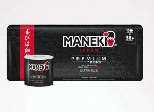 Бумага туалетная "Maneki" B&W (ЧЕРНАЯ) 3 слоя, 214 л., 30 м, гладкая, с ароматом жасмина, 10 р./уп.