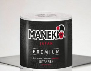 Бумага туалетная "Maneki" B&W (ЧЕРНАЯ) 3 слоя, 214 л., 30 м, гладкая, с ароматом жасмина, 1 рулон