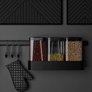 Рейлинговая система для кухни на 8 предметов Доляна, 60.5 см, чёрная