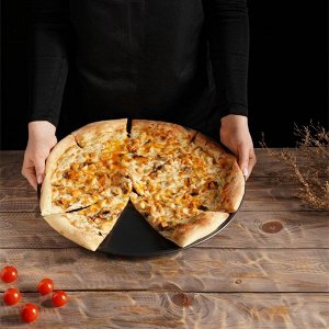 Форма для пиццы Magistro Pizzaiolo, 37?1 см, толщина 0,7 мм, антипригарное покрытие, цвет чёрный