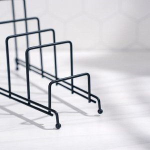 Подставка для крышек на 5 предметов Доляна, 28.5x12.5x16.5 см, чёрная
