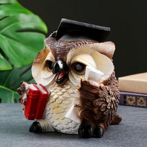 Хорошие сувениры Фигурка полистоун «Сова ученая», коричневая, 18x17x19 см