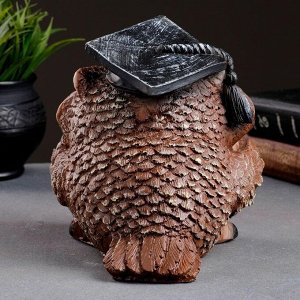 Фигурка полистоун «Сова ученая», коричневая, 18x17x19 см