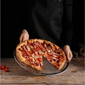 Форма для выпечки пиццы, d=35.5 см, алюминий, серебристая