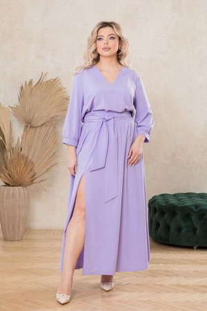 Платье Элегантное платье макси. Выполненное из плательного полотна Ниагара. Расцветка лиловый. V - образная горловина на внутренней обтачке. Втачной рукав 48 см, собран на манжету. Модель свободного с
