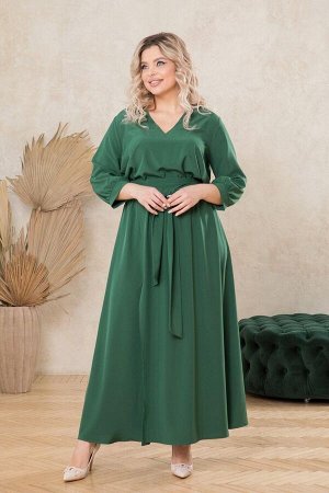 Платье Элегантное платье макси. Выполненное из плательного полотна Ниагара. Расцветка темно-зеленый. V - образная горловина на внутренней обтачке. Втачной рукав 48 см, собран на манжету. Модель свобод