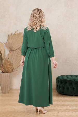 Платье Элегантное платье макси. Выполненное из плательного полотна Ниагара. Расцветка темно-зеленый. V - образная горловина на внутренней обтачке. Втачной рукав 48 см, собран на манжету. Модель свобод