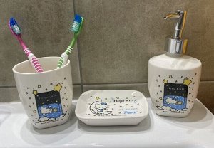 Керамический набор для ванной "Китти на луне"