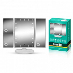 Camelion M217-DL  C01 бел.(Зеркало с LED подсветк.,1x/2x/3x-увелич., дневн.свет, 5Вт,4*LR03 / USB), шт