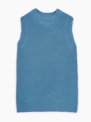 Жилет для девочки Amarobaby KNIT Long, голубой, размер 122