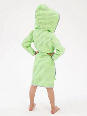 Халат детский с капюшоном Amarobaby WAFFLE, зеленый