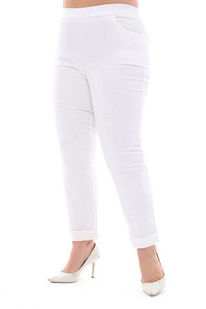 Брюки (БРАК) джинса с отворотом белые