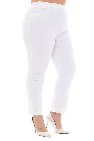 Брюки (БРАК) джинса с отворотом белые