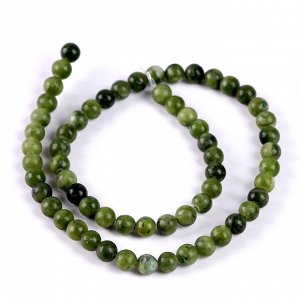 Бусины из натурального камня «Зелёный нефрит» набор 58 шт., размер 1 шт. — 6 мм