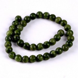 Бусины из натурального камня «Зелёный нефрит» набор 36 шт., размер 1 шт. — 10 мм