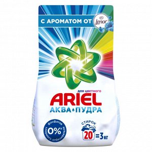Ariel Стиральный порошок с ароматом ленор Автомат 2 в 1 Lenor эффект 20 стирок 3 кг, Ариэль