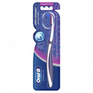 Oral-B Зубная щетка 3D White Luxe Pro-Expert Whitening для отбеливания и бережной чистки, средней жесткости, 1 шт, Орал би