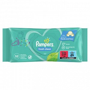 Памперс Влажные салфетки для малышей Pampers Fresh Clean, 52 шт