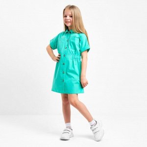 Платье детское с карманами KAFTAN 32 (110-116 см), зелёное