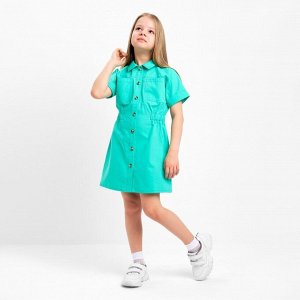 Платье детское с карманами KAFTAN 32 (110-116 см), зелёное