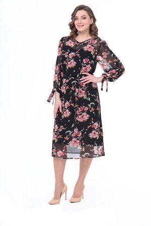 Платье Mishel Style 1029 черный/цветы
