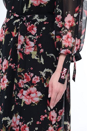 Платье Mishel Style 1029 черный/цветы
